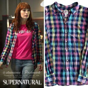 Old Navy Rainbow Plaid Shirt ASO Charlie Supernatural